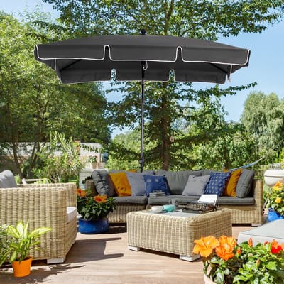 Wishdor - Tuinparasol - Kantelbaar - Met Vier Baleinen - Voor Tuin Of Balkon - Aluminium En Staal - Grijs - 198 x 130 x 245 cm