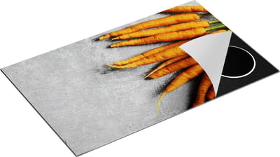 Chefcare Inductie Beschermer Wortels op Grijze Marmer - 85x52 cm - Afdekplaat Inductie - Kookplaat Beschermer - Inductie Mat