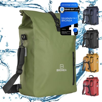 3-in-1 Fietsrugzak & Fietstas, 28L, Waterdicht, Olijfgroen
