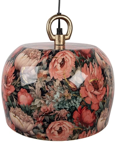 Clayre & Eef Hanglamp Ø 26x25 cm Groen Roze Metaal