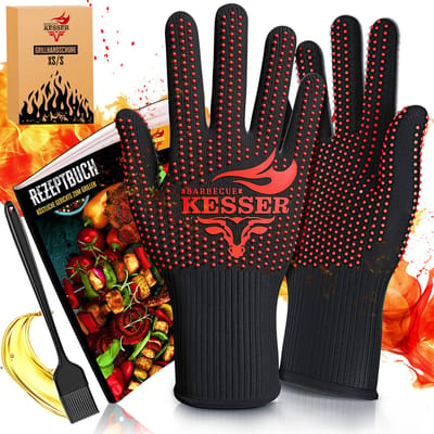 KESSER® BBQ Handschoenen Hittebestendige Ovenhandschoenen EN407 Certificaat - tot 500°C - Barbecue en Oven Handschoen - Aramide Stof - BBQ Accesoires