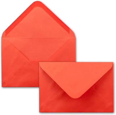 100 Koraalrode Enveloppen DIN B6 (120x175mm) - Luxe Vouwslot Enveloppen voor Kaarten en Uitnodigingen
