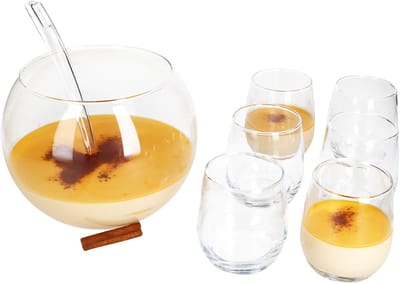 8-delige Bolle punch bowl set - 1x punch bowl, 1x pollepel + 6x glazen - 13101