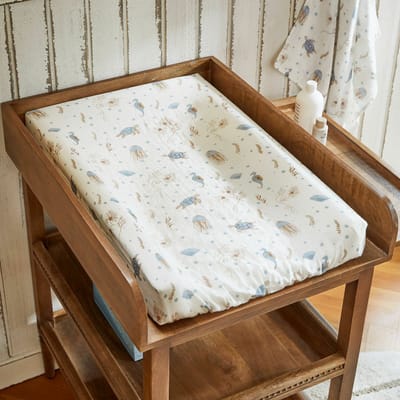 LOBERON Hoes voor aankleedkussen Tinkertop blauw/beige