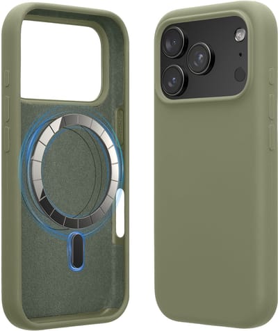 kwmobile telefoonhoesje geschikt voor Apple iPhone 18 Pro / iPhone 17 Pro - Hoesje met magneet compatibel met MagSafe - Smartphone case in grijsgroen