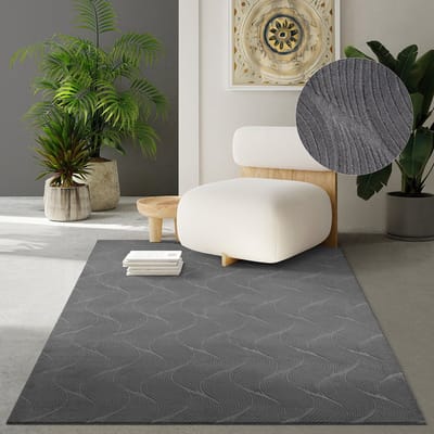 the carpet Rio – tapijt met 3D golfpatroon en antislip rug, antraciet 80 x 150 cm