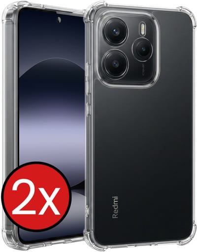 Hoesje - 2 Stuks - Geschikt voor Xiaomi Redmi Note 14 5G - Sterk & Shockproof - Back Cover - Siliconen Case - Telefoon Hoes Shock Proof - Telefoonhoes - Transparant