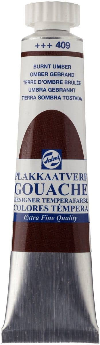 Plakkaatverf - 409 Omber gebrand - Gouache extra fine - Talens - 20 ml