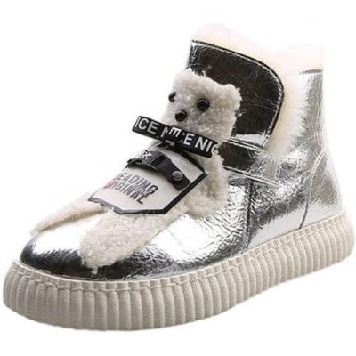 Laarzen Dames Nieuwe Lage Hak Korte Laarzen Swag Dames Australië Ronde Neus Schoenen Dames Rubber Schoenen Regen Platte 35 zilver