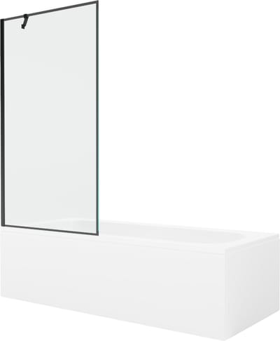 Mexen Vega rechthoekig bad 150 x 70 met ombouw en 1-delige schermwand 90 , zwart patroon - 550115070X9509007070