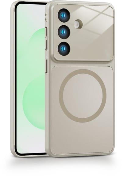 Casemania Hoesje Geschikt voor Samsung Galaxy A37 - Grijs - Luxe Matte-Feel Siliconen Back Cover - Geschikt voor MagSafe - Ingebouwde Lens Bescherming - Magnetische Telefoonhoesje