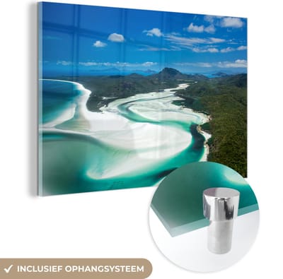 ® Glasschilderij 180x120 cm - Schilderij acrylglas - Zoetwaterrivier aan de rand van de Whitsundayeilanden - Foto op glas - Muurdecoratie woonkamer - Wanddecoratie slaapkamer - Schilderijen