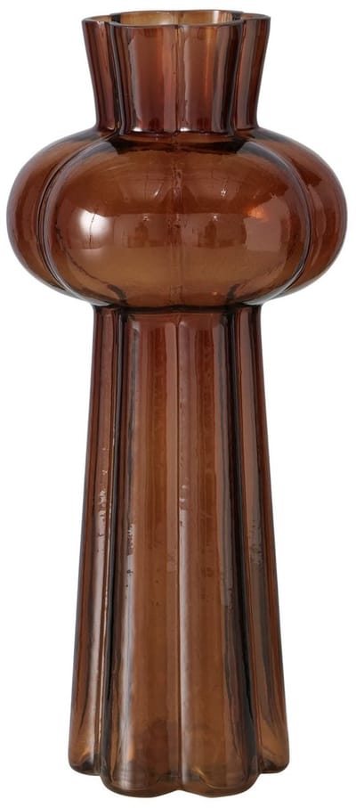 Vaas - Bruin - 25cm - Ø 11cm. - Glas - Hand made. - Modern