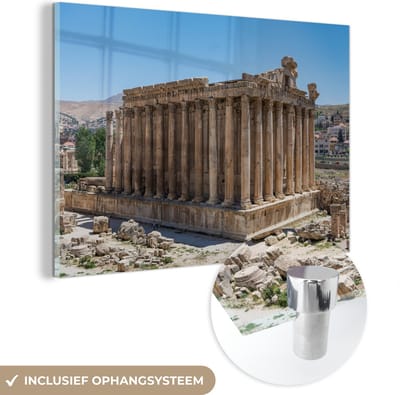 ® Glasschilderij 180x120 cm - Schilderij acrylglas - Tempel in het hartje van Baalbek - Foto op glas - Muurdecoratie woonkamer - Wanddecoratie slaapkamer - Schilderijen