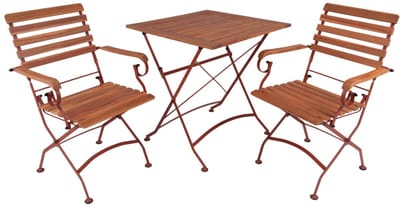 MaximaVida inklapbare vierkante acacia bistro set Toscana 70 cm roestbruin - stoelen met armleuning
