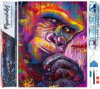 Figured'Art Diamond Painting set Volwassenen 40x50 cm King Kong gekleurd - 5D DIY Art full drill vierkante diamant - Opgerold canvas