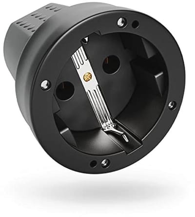 Schuko koppeling IP44 voor buiten - rubberen 230V koppeling met knikbescherming en trekontlasting, 16A en 3,7 kW