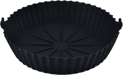 New Age Devi - Luxe Airfryer Siliconen Bakje - Heteluchtfriteuse Accessoires - Airfryer Accessoires - 20CM - Zwart