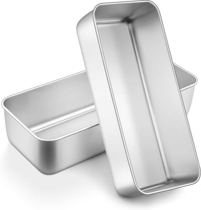 Bakvorm Set - Broodblik Rechthoekig - Zelf Brood Maken - Roestvrij Staal - 31x13x7.5cm - Zilver
