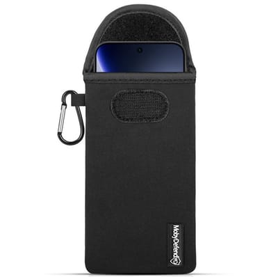 MobyDefend Hoesje - Geschikt voor Oppo Find X9 - Neopreen Pouch Met Karabijnhaak - Insteek - Riemlus - Zwart