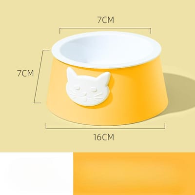 Gamelle pour chat Gamelle à riz pour chien Protection des vertèbres cervicales Anti-basculement Gamelle pour animal de compagnie Chat Eau potable Amovible et lavable Gamelle pour nourriture Teddy 16*7*7cm white