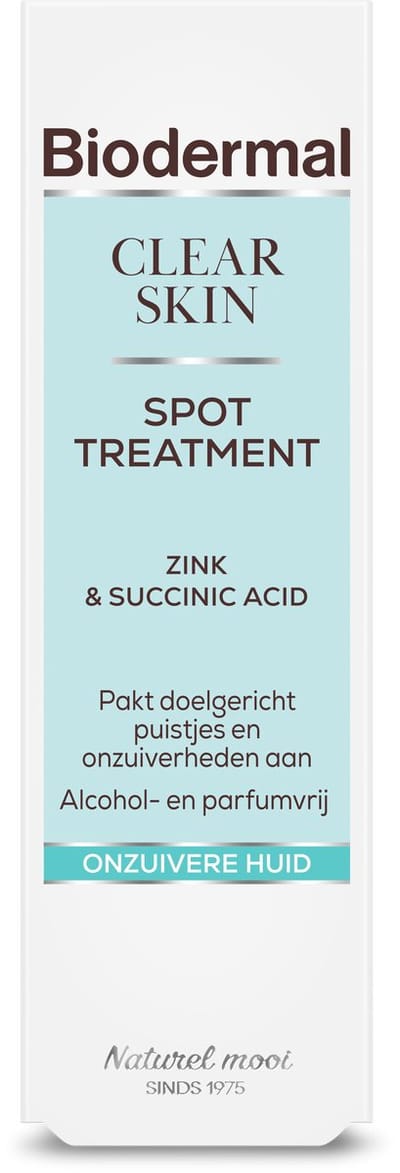Biodermal Clear Skin Spot Treatment, 30 ml - met Zink en Succinic Acid, Pakt doelgericht puistjes en onzuiverheden aan, Alcohol- en Parfumvrij, voor Onzuivere huid