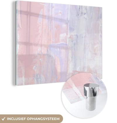 MuchoWow® Glasschilderij 120x90 cm - Schilderij acrylglas - Verf - Pastel - Design - Foto op glas - Schilderijen