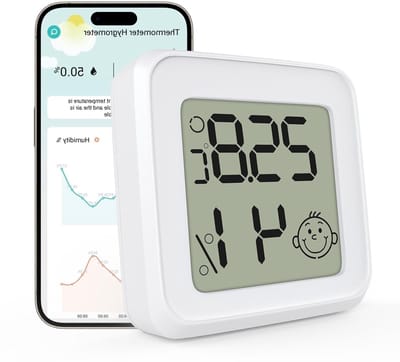 Digitale Binnen Thermometer en Hygrometer met Bluetooth Verbinding en LCD Scherm voor Thuisgebruik, Kelders en Wijnopslag