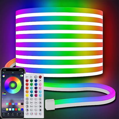 OKWISH Neonlamp - Flexibele Neon Strip, LED Neon Verlichting Met Muziekfunctie, 10 m Neon LED Strip 24V, Neon Sign Strip 720 LEDs, Zwart