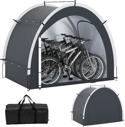 Fietsberging - Fietsenhok - Stalling - Tuinschuur - Huis - Overdekt - Zwart - Scooter - Fiets