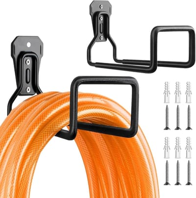Tuinslang Houder - Slang Haken - Slangen Opbergen - Roestvrij IJzer - 30x20x20 mm - Zwart