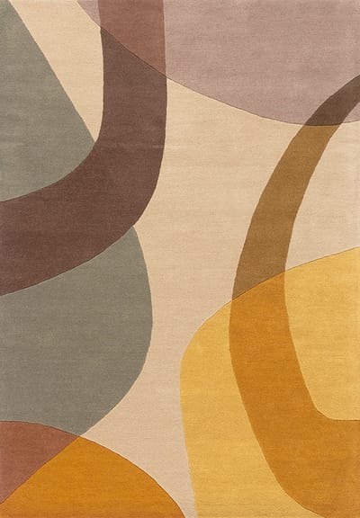 Acsento Corte Yellow Vloerkleed - 160 x 230 cm - Veelkleurig - Rechthoekig - Wol - Eetkamer, Woonkamer - Geometrisch - Modern