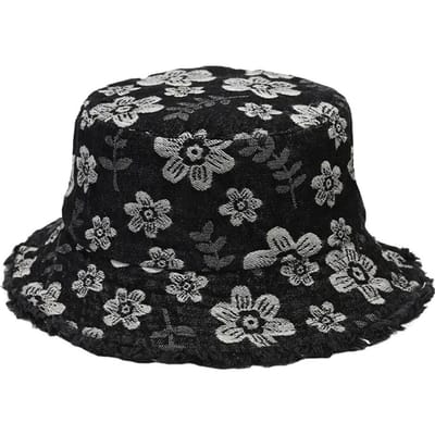 Hoge Kwaliteit Cartoon Bloemen Bucket Hat Zonbescherming Borduurwerk Vissershoed Casual Ademende Denim Hoed Outdoor Reizen gray