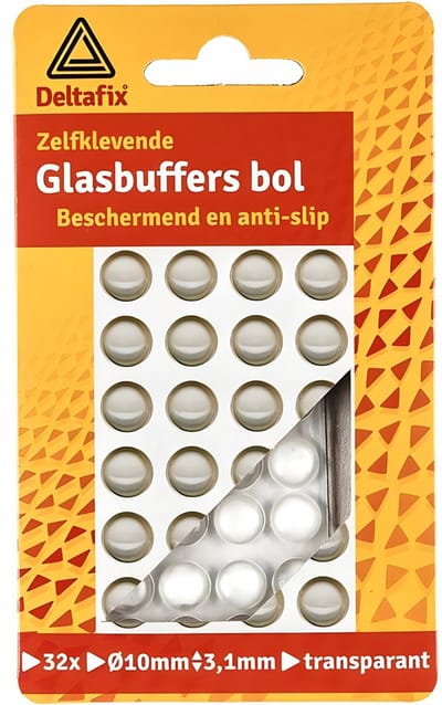 Deltafix - Zelfklevende Glasbuffers bol - 32 stuks - 10mmx3,1mm - transparant - Beschermd & Anti-slip