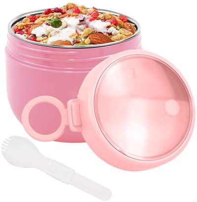 KZQ Geïsoleerde lunchpot - Inclusief roestvrijstalen binnenbeker, lekvrij deksel en inklapbare lepel - Geschikt voor de vriezer en vaatwasser - Ideaal voor school, werk, reizen en picknicks - 600 ml, blauw