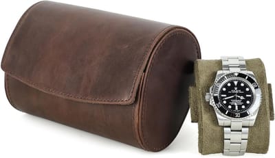 Leren Horloge Doos voor 2 Horloges met Verwijderbare Kussen - Draagbare Beschermende Organizer voor Horloges