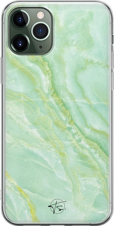 Hoesje geschikt voor iPhone 11 Pro - Marmer Limegroen - Soft Case - TPU - Marmer - Groen - Mooie Telefoonhoesjes