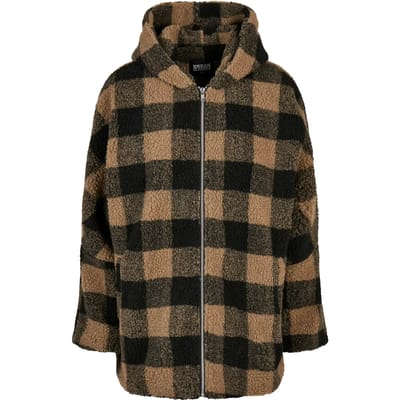Urban Classics Winterjas -XS- Oversized Check Sherpa Beige