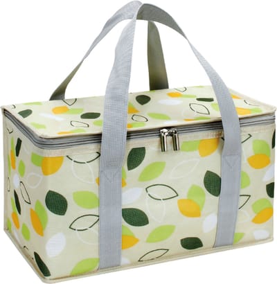 Picknick Draagtas Mand - 35x20x20 cm - Picknickmand Koeltas - Koeltassen - Thermo Lunchtas - Verbrede handgreepriem - Opvouwbaar - Blad Patroon