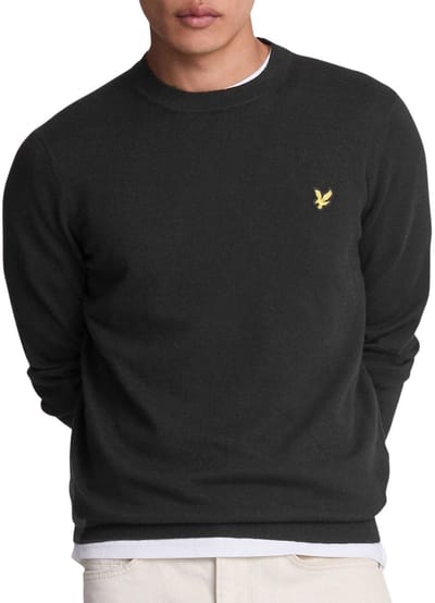 Lyle & Scott Cotton Merino Crew Neck Jumper Truien & Vesten Heren - Sweater - Hoodie - Vest- Zwart - Maat XXL