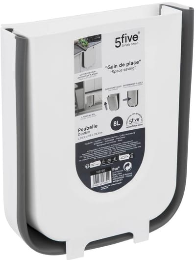 Handmatige afvalbak - 8 liter - kunststof - L 25,3 x D 9 x H 28,9 cm
