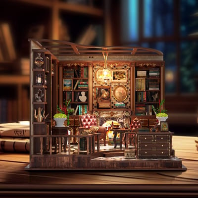 Suntac Book Nook Bouwpakket - Left Bank Study - 248 Onderdelen - Met LED Verlichting