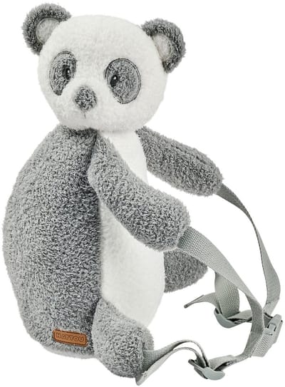 Nattou TEDDY Knuffel Rugzak - 30 cm - Boekentas kleuter - Zachte Panda Rugtas - Grijs & Wit