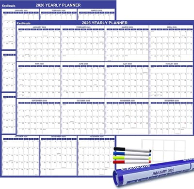 Grote Wandkalender 2026 (61x91 cm) - Jaarplanner Droog Uitwisbaar voor Thuis en Kantoor