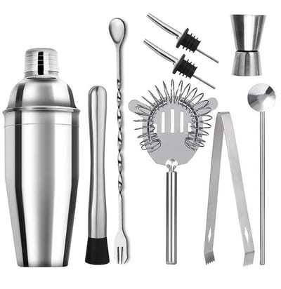 Cocktail Shaker Set 6/9 Stuks – RVS Bartending Kit met Opbergtas – Complete Barman Set voor Cocktails
