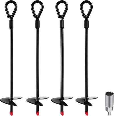 Zware Aarde Ankers - 18 Inch Spiraal Grondankers voor Onkruiddoek en Schutting - Tuindoek en Camping - 14 mm adapter