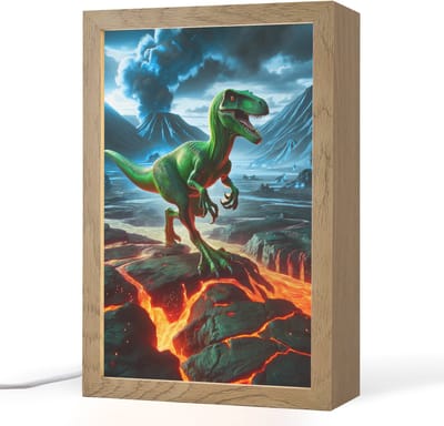 Nachtlampje 20x30 cm - Kinder lampje - Dino - Lava - Groen - Jongens - Tafellamp kinderkamer - Slaapkamer lamp - Bedlamp kinderen - Kinderlampje stopcontact - Wandlamp babykamer - Nachtlampjes
