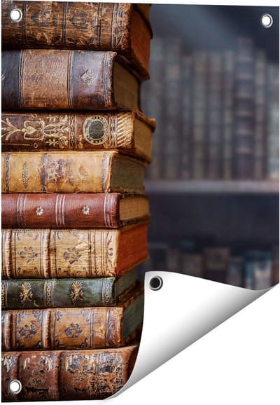 Gards Tuinposter Oude Historische Boeken - Retro - 40x50 cm - Tuindoek - Tuindecoratie - Wanddecoratie buiten - Tuinschilderij