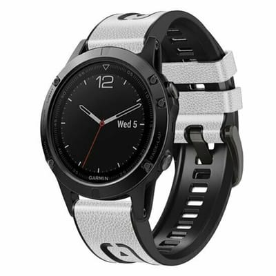By Qubix - Geschikt voor Garmin bandje - 22mm Quickfit - leer + siliconen bandje - Wit - Geschikt voor Garmin Instinct 3 / Instinct E - 45mm