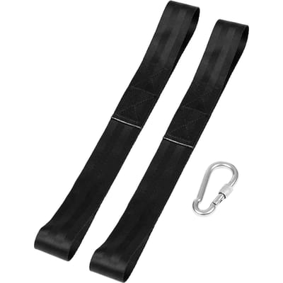 Lixada Battle Rope Ankerband Kit met Zware Versterkte 2 Nylon Banden & 1 Roestvrij Staal zwart
